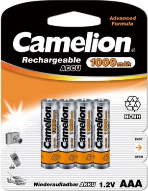 Camelion Baterijas AAA/HR03, 1000 mAh, atkārtoti uzlādējamas, Ni-MH, 4 gab. 17010403 | Elektrika.lv