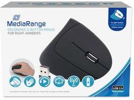 Mediarange MOUSE USB OPTICAL WRL 6-BUTTON/RIGHT BLACK MROS232 MEDIARANGE MROS232 | Elektrika.lv