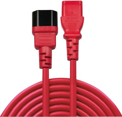 Lindy CABLE POWER IEC EXTENSION 1M/RED 30477 LINDY 30477 | Elektrika.lv
