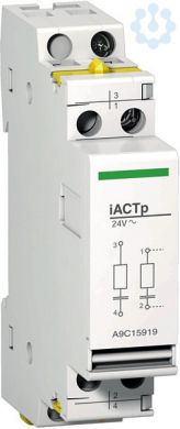 Schneider Electric Overvoltage protection auxiliary iACTp 12...48 V AC. range of product: iCT - device short name: iACTp - product or component type: overvoltage protection auxiliary (2 circuits). A9C15919 | Elektrika.lv
