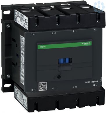 Schneider Electric TeSys D contactor, 4p(4 NO), AC-1, <= 440 V 200A, 220 V DC standard coil. range: TeSys - product or component type: contactor - device short name: LC1D - contactor application: resistive load - utilisation category: AC-1 - poles description: 4P - pol LC1D115004MD | Elektrika.lv