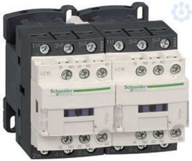 Schneider Electric TeSys D reversing contactor, 3p(3 NO), AC-3, <= 440 V 9A, 220 V AC coil. range: TeSys - device short name: LC2D - contactor application: motor control, resistive load - utilisation category: AC-1, AC-3 - device presentation: preassembled with reversi LC2D09M7 | Elektrika.lv