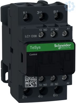 Schneider Electric TeSys D contactor, 3p(3 NO), AC-3, <= 440 V 38A, 24 V AC 50/60 Hz coil. range: TeSys - product or component type: contactor - device short name: LC1D - contactor application: motor control, resistive load - utilisation category: AC-1, AC-3 - poles de LC1D38B7 | Elektrika.lv