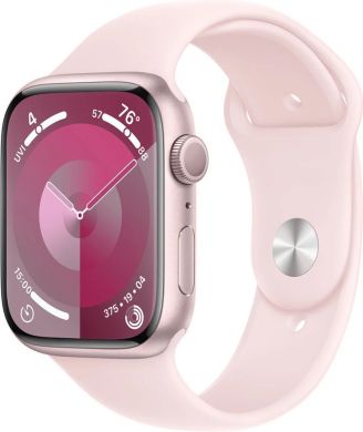 Apple Apple Watch Series 9 GPS, Rozā Sport siksniņa, Izmērs M/L, 45mm Rozā Alumīnija korpuss MR9H3ET/A | Elektrika.lv