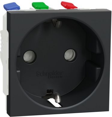 Schneider Electric Kontaktligzda, 1-vietīga, 2P+E + shutters,16A, 250V, IP21D, 2 moduļi, New Unica, Antracīts NU305754 | Elektrika.lv