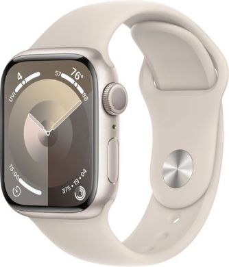 Apple Apple Watch Series 9 GPS, Bēša Starlight Sport siksniņa, izmērs S/M, 41mm Starlight Alumīnija korpuss MR8T3ET/A | Elektrika.lv