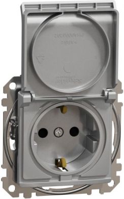 Schneider Electric Socket outlet, grounded, with lid, with screw, aluminium Sedna Design SDD113023 | Elektrika.lv