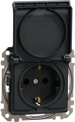 Schneider Electric Socket outlet, grounded, with lid, with screw, anthracite Sedna Design SDD114023 | Elektrika.lv
