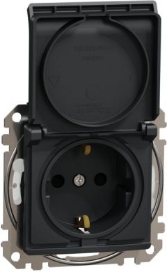 Schneider Electric Socket outlet IP44, grounded, with lid, with screw, anthracite Sedna Design SDD214023 | Elektrika.lv