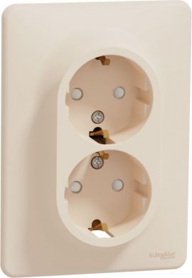 Schneider Electric Double socket, grounded, with frame, beige Sedna Design SDD312221 | Elektrika.lv