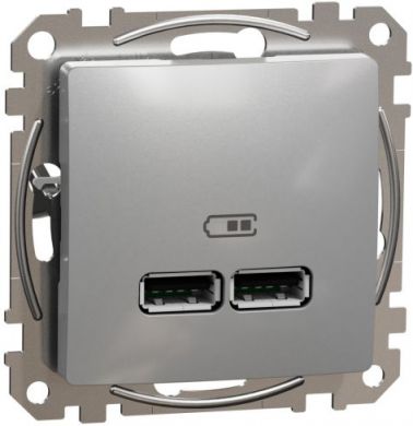 Schneider Electric USB розетка 2XUSB (A+A) 2,1A 12W алюминий Sedna Design SDD113401 | Elektrika.lv