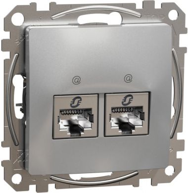 Schneider Electric 2xRJ45 data outlet CAT6A STP aluminium Sedna Design SDD113467S | Elektrika.lv