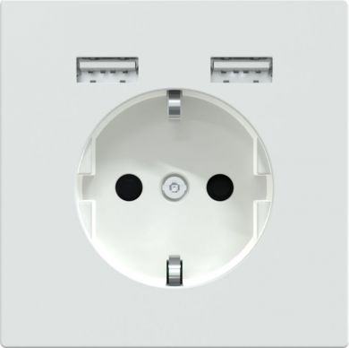 Schneider Electric Socket outlet with 2xUSB(2.4A), lotus white, D-Life MTN2366-6035 | Elektrika.lv