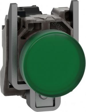 Schneider Electric Green complete pilot light Ø22 plain lens with integral LED 110...120V. range of product: Harmony XB4 - product or component type: complete pilot light - device short name: XB4 - fixing collar material: zamak - mounting diameter: 22 mm - operator add XB4BVG3 | Elektrika.lv