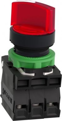 Schneider Electric Red complete illuminated selector switch Ø22 2-position stay put 1NO+1NC 24V. range of product: Harmony XB5 - device short name: XB5 - mounting diameter: 22 mm - shape of signaling unit head: round - contacts type and composition: 1 NO + 1 NC - conta XB5AK124B5 | Elektrika.lv
