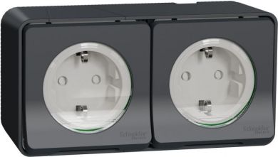 Schneider Electric Double socket-outlet IP55 anthracite Mureva MUR36029 | Elektrika.lv