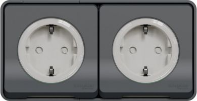 Schneider Electric Double socket-outlet IP55 anthracite Mureva MUR36029 | Elektrika.lv