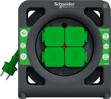 Schneider Electric Pagarinātājs, 15m, 4-vietīgs, spole, IP44 IMT33136 | Elektrika.lv