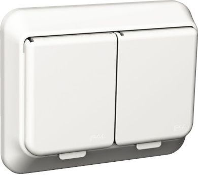 Schneider Electric Double socket outlet with lid, white IP44 Exxact WDE002592 | Elektrika.lv