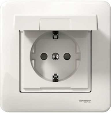 Schneider Electric Socket outlet with lid IP44, white Exxact WDE008248 | Elektrika.lv