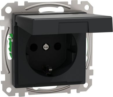 Schneider Electric Socket outlet with lid, black, Exxact WDE003177 | Elektrika.lv
