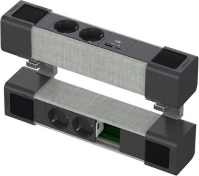 Schneider Electric Socket block 2xDE SO+ USBA/C anthracite/grey Unica system+ INS44405 | Elektrika.lv