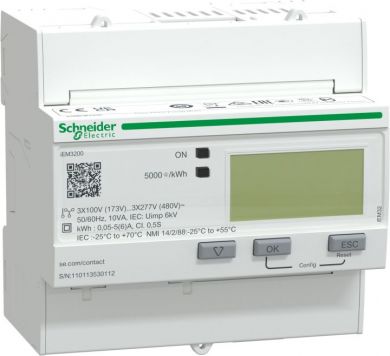 Schneider Electric IEM3200 energy meter, CT. device short name: iEM3200 - product or component type: energy meter. A9MEM3200 | Elektrika.lv