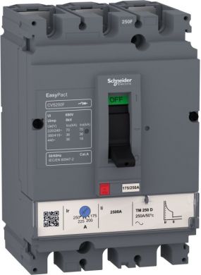 Schneider Electric circuit breaker EasyPact CVS160F, 36 kA at 415 VAC, 160 A rating thermal magnetic TM-D trip unit, 3P 3d LV516333 | Elektrika.lv