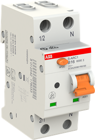 ABB S-ARC 1P+N B 16A 6kA 500VAC Arc fault detection device (AFDD) w integrated Miniature Circuit Breaker (MCB) 2CSA255901R9165 | Elektrika.lv