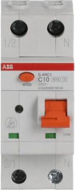 ABB S-ARC1 1P+N C 10A 6kA Arc fault detection device (AFDD) w integrated Miniature Circuit Breaker (MCB) 2CSA255901R9104 | Elektrika.lv