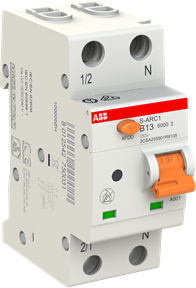 ABB S-ARC 1P+N B 13A 6kA Arc fault detection device (AFDD) w integrated Miniature Circuit Breaker (MCB) 2CSA255901R9135 | Elektrika.lv