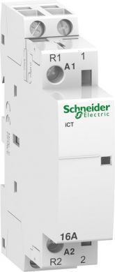 Schneider Electric ICT 16A 1NO 1NC 12V 50Hz contactor. contactor application: motor-heating-lighting - range of product: iCT - product or component type: contactor - device short name: iCT - poles description: 2P - pole contact composition: 1 NO + 1 NC - network type: A9C22015 | Elektrika.lv