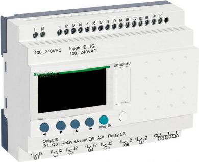 Schneider Electric Modular smart relay Zelio Logic, 26 I O, 100..240 V AC, clock, display. range of product: Zelio Logic - product or component type: modular smart relay. SR3XT101FU | Elektrika.lv