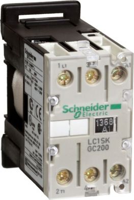 Schneider Electric TeSys SK mini contactor, 2p (2 NO), AC-3, 690 V 5A, 230 V AC coil. range: TeSys - product or component type: mini contactor - device short name: LC1SKGC - contactor application: motor control, resistive load - utilisation category: AC-1, AC-3 - poles LC1SKGC200P7 | Elektrika.lv