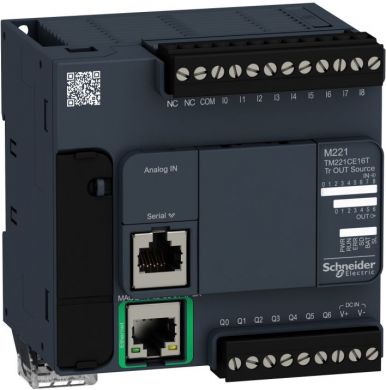 Schneider Electric Controller M221 16 IO transistor PNP Ethernet compact. range of product: Modicon M221 - product or component type: logic controller. TM221CE16T | Elektrika.lv