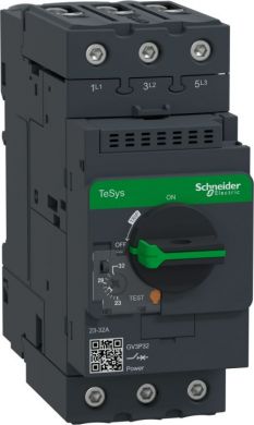 Schneider Electric TeSys GV3-Circuit breaker-thermal-magnetic, 23…32A, EverLink BTR connectors. range: TeSys - device short name: GV3P - product or component type: circuit breaker - circuit breaker application: motor protection - network type: AC - utilisation category GV3P32 | Elektrika.lv