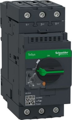 Schneider Electric TeSys GV3-Circuit breaker-thermal-magnetic, 48…65A, EverLink BTR connectors. range: TeSys - device short name: GV3P - product or component type: circuit breaker - circuit breaker application: motor protection - network type: AC - utilisation category GV3P65 | Elektrika.lv