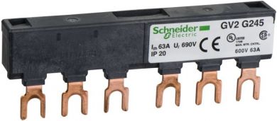 Schneider Electric TeSys GV2, TeSys D &amp; K &amp; U , Comb busbar, 63A, 2 tap-offs, 45mm pitch. range: Linergy - product name: FT - device short name: GV2G - product or component type: comb busbar - accessory / separate part category: connection accessory - range com GV2G245 | Elektrika.lv