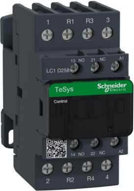 Schneider Electric TeSys D contactor, 4p(2 NO+2 NC), AC-1, <= 440 V 40A, 230 V AC coil. range: TeSys - product or component type: contactor - device short name: LC1D - contactor application: resistive load - utilisation category: AC-1 - poles description: 4P - pole con LC1D258P7 | Elektrika.lv