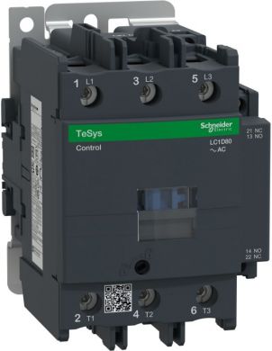 Schneider Electric TeSys D contactor, 3p(3 NO), AC-3, <= 440 V 80A, 110 V AC 50/60 Hz coil. range: TeSys - product or component type: contactor - device short name: LC1D - contactor application: motor control, resistive load - utilisation category: AC-1, AC-3 - poles d LC1D80F7 | Elektrika.lv