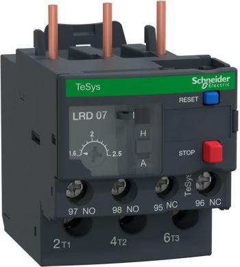 Schneider Electric TeSys D thermal overload relays, 1,6...2,5A, class 10A. range: TeSys - product or component type: differential thermal overload relay - device short name: LRD - relay application: motor protection - product compatibility: LC1D09...LC1D38 - network ty LRD07 | Elektrika.lv