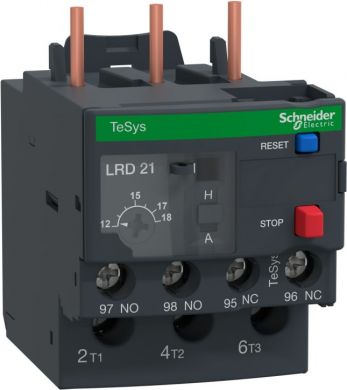 Schneider Electric TeSys D thermal overload relays, 12...18A, class 10A. range: TeSys - product or component type: differential thermal overload relay - device short name: LRD - relay application: motor protection - product compatibility: LC1D18...LC1D38 - network type LRD21 | Elektrika.lv