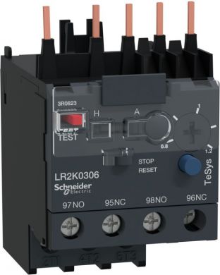 Schneider Electric TeSys K, differential thermal overload relays, 0,8...1,2A, class 10A. range of product: TeSys K thermal overload relays - product or component type: differential thermal overload relay - device short name: LR2K - relay application: motor protection - LR2K0306 | Elektrika.lv