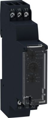 Schneider Electric Time delay relay 10 functions, 1 s..100 h, 24..240 V AC, 1 OC. range of product: Zelio Time - product or component type: modular timing relay - discrete output type: relay - width: 17.5 mm - component name: RE17R - time delay type: A, Ac, At, B, Bw, RE17RMMU | Elektrika.lv