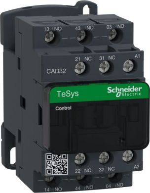 Schneider Electric TeSys D control relay, 3 NO+2 NC, <= 690 V, 24 V AC standard coil. product or component type: control relay - device short name: CAD - contactor application: control circuit - utilisation category: AC-14, AC-15, DC-13 - pole contact composition: 3 NO CAD32B7 | Elektrika.lv