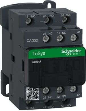 Schneider Electric TeSys D control relay, 3 NO+2 NC, <= 690 V, 48 V AC standard coil. product or component type: control relay - device short name: CAD - contactor application: control circuit - utilisation category: AC-14, AC-15, DC-13 - pole contact composition: 3 NO CAD32E7 | Elektrika.lv