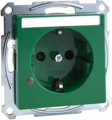 Schneider Electric Розетка с местом для маркировка 2P+E, 16A, зеленая, Merten System M MTN2303-0304 | Elektrika.lv