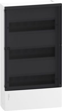 Schneider Electric Enclosure, Resi9 MP, surface mounting, 3 rows of 12 modules, IP40, smoked door, 1 earth + 1 neutral MIP12312S | Elektrika.lv