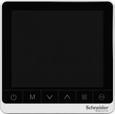 Schneider Electric SpaceLogic thermostat, fan coil on/off, networking, touchscreen, 4P, 3 fan, modbus, 240V, white TC907-3A4LMA | Elektrika.lv