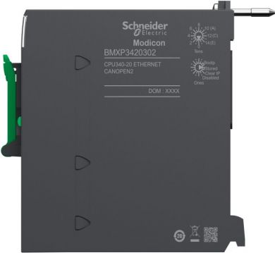 Schneider Electric processor, Modicon M340, max 1024 discrete, 256 analog IO, CANopen, Ethernet BMXP3420302 | Elektrika.lv